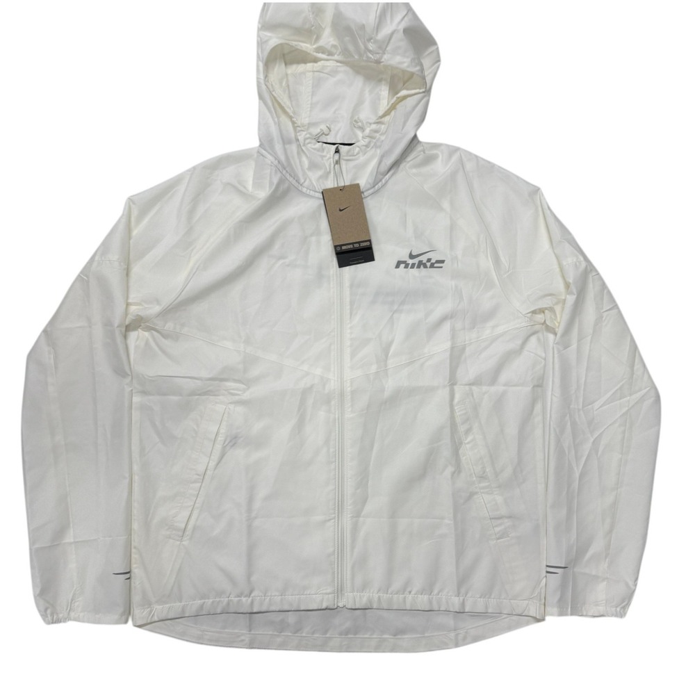 Nike Miler Flash Running Windrunner Jacket Mens Medium White Hooded Full Zip NWT